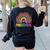 Preschool Rainbow Girls Boys Kids Teacher Back To School Women's Sweatshirt Back Print Black Preschool Rainbow Girls Boys Kids Teacher Back To School Women's Sweatshirt Back Print Black