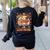 Retro Fall In Love With Learning Pumpkin Leaf Teacher Autumn Women's Sweatshirt Back Print Black Retro Fall In Love With Learning Pumpkin Leaf Teacher Autumn Women's Sweatshirt Back Print Black