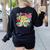 Retro First Grade Teacher Disco Ball Coquette Back To School Women's Sweatshirt Back Print Black Retro First Grade Teacher Disco Ball Coquette Back To School Women's Sweatshirt Back Print Black