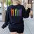 Retro Be Kind ASL Deaf Teacher Sign Language Gay Pride Women's Sweatshirt Back Print Black
