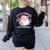 Retro Pink Christmas Santa's Favorite Art Teacher Artist Women's Sweatshirt Back Print Black