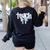 Teach Teacher Coquette Bow Pencil Back To School First Day Women's Sweatshirt Back Print Black Teach Teacher Coquette Bow Pencil Back To School First Day Women's Sweatshirt Back Print Black