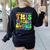 This Teacher 80s 90s Teachers's Day Glows Last Day Of School Women's Sweatshirt Back Print Black