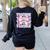 Teacher Bow Pencil Flowers Teacher Back To School Women's Sweatshirt Back Print Black Teacher Bow Pencil Flowers Teacher Back To School Women's Sweatshirt Back Print Black