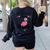 This Teacher Loves Her Flock Cute Flamingo Teacher Women's Sweatshirt Back Print Black