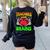 Teacher Teachers Love Brains Skeleton Hand Heart Halloween Women's Sweatshirt Back Print Black