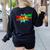 Teaching Is My Superpower Comic Back To School Teacher Women's Sweatshirt Back Print Black