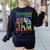 Tie Dye Teaching Social Studies Is My Jam Sunglasses Teacher Women's Sweatshirt Back Print Black