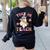 Trick Or Teach Groovy Teacher Halloween Retro Floral Ghost Women's Sweatshirt Back Print Black