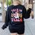 Trick Or Teach Halloween Teacher Floral Ghost Groovy Women's Sweatshirt Back Print Black Trick Or Teach Halloween Teacher Floral Ghost Groovy Women's Sweatshirt Back Print Black