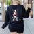 Vintage Boston Terrier Blowing Bubble Gum American Gentleman Women's Sweatshirt Back Print Black