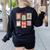 Vintage Preppy Very Merry Teacher Santa Stamps Christmas Women's Sweatshirt Back Print Black