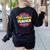 Wonder Teacher Super Woman Power Superhero Back To School Women's Sweatshirt Back Print Black