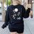 Xmas Tree Santa Riding Boston Terrier Christmas Women's Sweatshirt Back Print Black