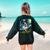 Boston Terrier Dog Starry Night Painting Women's Sweatshirt Back Print Forest Green