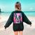 Dog Pink Boston Terrier Women's Sweatshirt Back Print Forest Green