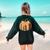 Fall Book Pumpkin Halloween Teacher Librarian Thanksgiving Women's Sweatshirt Back Print Forest Green