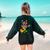 Hawaiian Boston Terrier & Pineapple Ukulele Summer Vacation Women's Sweatshirt Back Print Forest Green