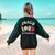 Retro Proud To Teach Multilingual Learners English Teacher Women's Sweatshirt Back Print Forest Green