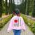 American Flag Camouflage Teacher Patriotic 4th Of July Women's Sweatshirt Back Print Light Pink