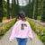 Boston Terrier 4th Of July US American Flag Dog Patriotic Women's Sweatshirt Back Print Light Pink