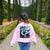 Boston Terrier Dog Art Van Gogh Starry Night Boston Terrier Women's Sweatshirt Back Print Light Pink
