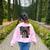 Boston Terrier Patriotic 4th Of July USA American Flag Women's Sweatshirt Back Print Light Pink