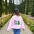 Boston Terrier Santa Hat Dabbing Around The Christmas Tree Women's Sweatshirt Back Print Light Pink