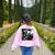 Boston Terrier Graphic Selfie With UFOs Weird Aliens Women's Sweatshirt Back Print Light Pink