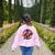 Boston Terrier Wearing A Cowboy Hat On T-Rex Women's Sweatshirt Back Print Light Pink
