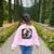 Cute Boston Terrier Halloween Costume Dog Lover Women Girls Women's Sweatshirt Back Print Light Pink