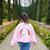 Cute Ghost Book Reading Books Lover Retro Halloween Teacher Women's Sweatshirt Back Print Light Pink