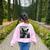 Dog Mom Dad Alien Selfie Boston Terrier UFO For Men Women Women's Sweatshirt Back Print Light Pink