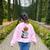 Halloween Skeleton Boston Terrier Women's Sweatshirt Back Print Light Pink