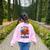 One Thankful Teacher Thanksgiving TurkeyCute Pencil Women's Sweatshirt Back Print Light Pink
