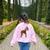 Red Boston Terrier Dog Women's Sweatshirt Back Print Light Pink