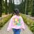This Teacher 80s 90s Teachers's Day Glows Last Day Of School Women's Sweatshirt Back Print Light Pink