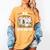 5K Boo Crew Halloween Teacher K5 Floral Ghost Trick Or Teach Women's Comfort Colors T-Shirt Mustard
