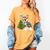 Boston Terrier Christmas Tree Lights Santa Hat Women's Comfort Colors T-Shirt Mustard