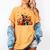 Boston Terrier Thanksgiving Leopard Pumpkins Fall Leaves Women's Comfort Colors T-Shirt Mustard