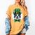 Green Boston Terrier Shamrock St Patricks Day Boston Terrier Women's Comfort Colors T-Shirt Mustard