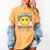 Happy Dot Day Hippie Flowers Smile Face Groovy Teacher Kids Women's Comfort Colors T-Shirt Mustard