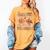 One Thankful Teacher Thanksgiving Groovy Fall Autumn Teacher Women's Comfort Colors T-Shirt Mustard