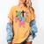 Lets Read Reading Teacher Back To School Literacy Pencil Bow Women's Comfort Colors T-Shirt Mustard