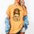 STEM Teacher Messy Bun Fall Vibes Autumn Thanksgiving Men Women Women's Comfort Colors T-Shirt Mustard