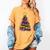 Teacher Crayon Christmas Tree Lights Student School Xmas Women's Comfort Colors T-Shirt Mustard