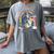 Boston Terrier Riding Dinosaur T-Rex Boys Kids Rainbow Women's Comfort Colors T-Shirt Gray