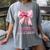 I'm Literally Just a Teacher Pencil Coquette Bow School Women's Comfort Colors T-Shirt Gray