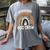 Montessori Teacher Halloween Boo Rainbow Leopard Halloween Women's Comfort Colors T-Shirt Gray