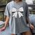 Music Notes Coquette Bow Music Teacher School Musician Band Women's Comfort Colors T-Shirt Gray
